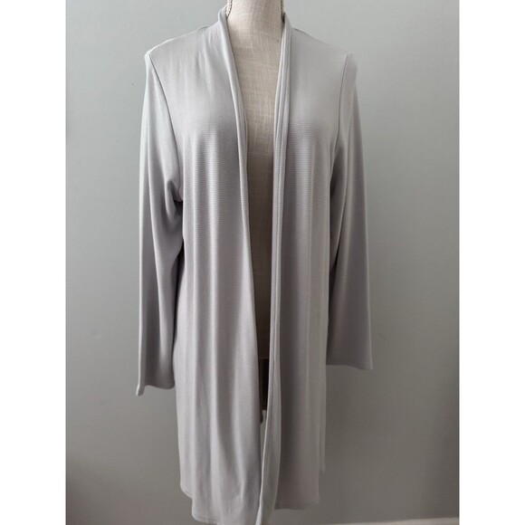 J.Jill Wearever Collection Long Line Cardigan Dove Gray Stretch Classic Size L - Picture 1 of 8